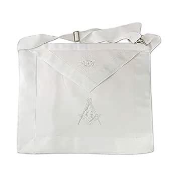Buy Master Mason Masonic Apron Square & Compass White Ribbon Borders ...
