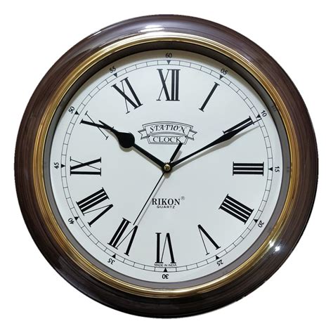 Buy Rikon Quartz Wooden Finish Plastic Round Shape Roman Number Display ...