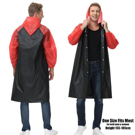 Allextreme EVA Poncho Raincoat Transparent Hooded Water Resistant Rain ...