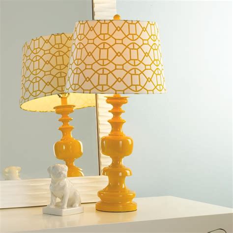 Spindle Table Lamp with Lattice Shade | Yellow table lamp, Yellow lamp ...