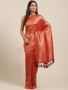 Buy vastranand Woven Banarasi Silk Blend Red Sarees Online @ Best Price ...
