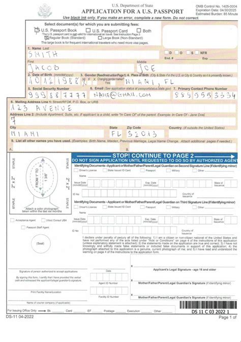Image result for Sample DS-11 Form
