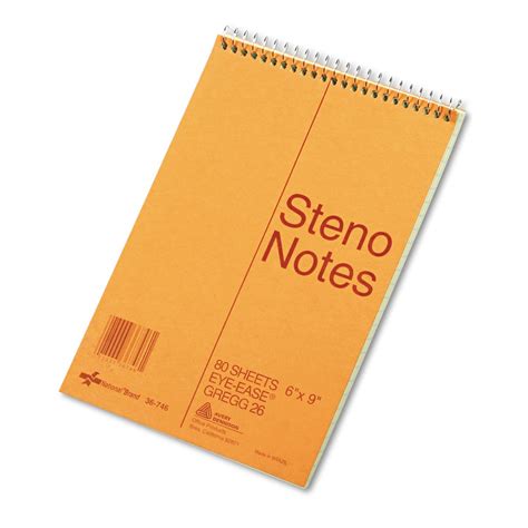 National 36746 Standard Spiral Steno Book Gregg Rule 6 x 9 Green 80 ...