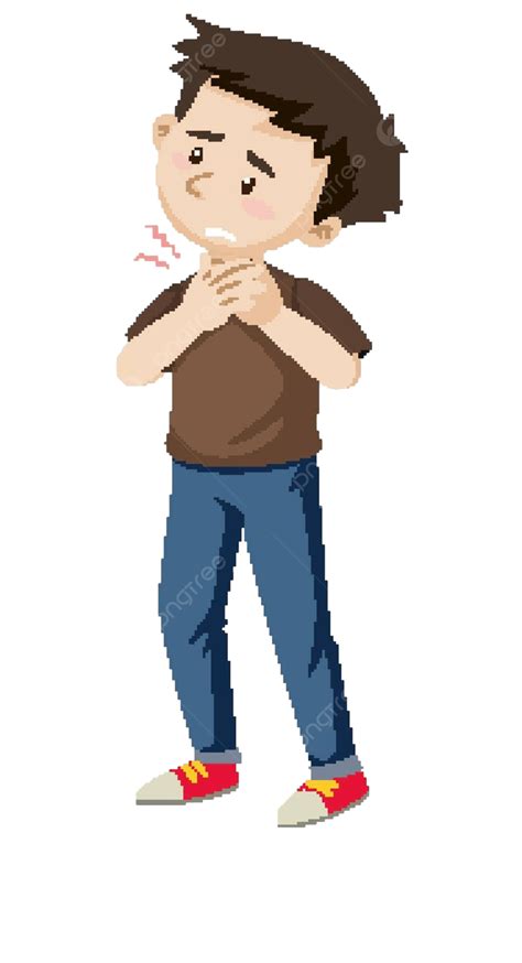 Cartoon Character With Sore Throat Symptoms Graphic Education Cold ...