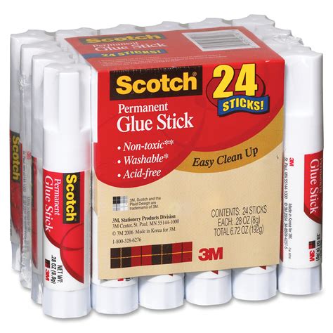 3M Permanent Adhesive Glue Sticks - 24 per pack - LD Products