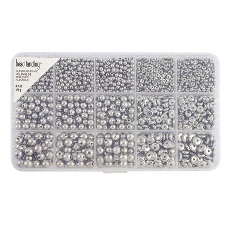 Silver Plastic Spacer Bead Mix by Bead Landing™ | Michaels