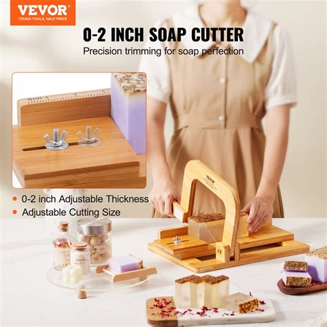 VEVOR Soap Cutter, 0-2 inch Adjustable Thickness, Bamboo Soap Slicer ...