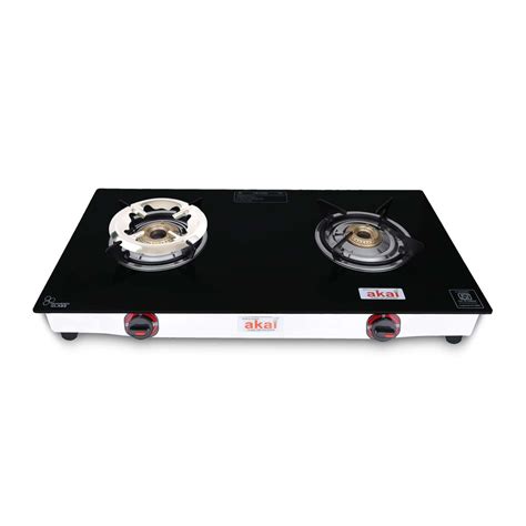 Akai Glass Top Double Brass Burner Gas Stove,| Manual Ignition | Steel ...