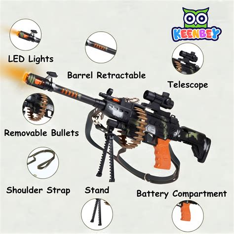 Musical Toy Machine Gun – Lights, Sounds & Scope for Kids | Keenbey