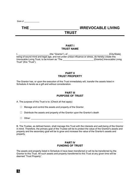 Irrevocable Trust Template | Create a Permanent Estate Plan