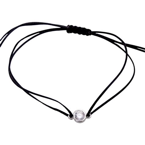 925 Sterling Silver Single Stone In Black Thread Anklet (Single) for ...