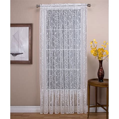 Ricardo Trading 96-in White Semi-sheer Rod Pocket Single Curtain Panel ...