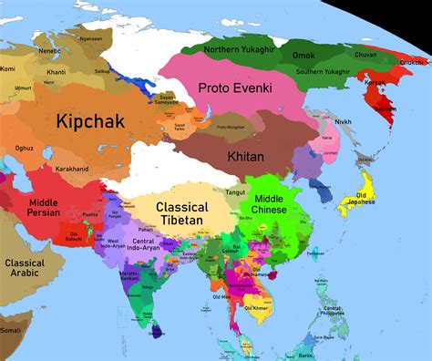 Languages of Asia ca. 1000 CE. by u/JG_Online - Maps on the Web