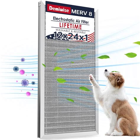 Amazon.com: Demiwise 12x24x1 Electrostatic Air Filter, MERV 8 Reusable ...