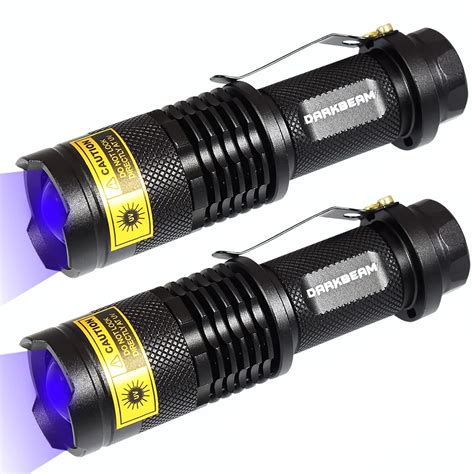 DARKBEAM UV 365nm Light Flashlight 2 Packs Wood's lamp Blacklight LED ...