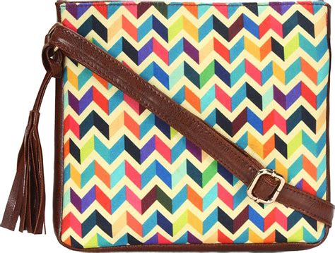 Sakwoods Women Canvas Blue Chevron Print Sling Bag : Amazon.in: Fashion
