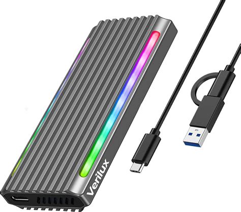 Verilux® M.2 NVMe SSD Enclosure with RGB Light, 10Gbps M.2 NVMe to USB ...