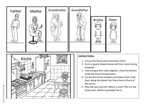Family members and house parts práct…: English ESL worksheets pdf & doc