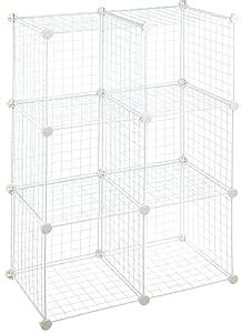 SPACE ORGANISER Metal Powder Coated 6 Cube Wire Storage Shelves (White ...