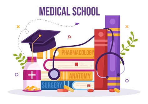 Medical School with Students Listening to Doctor Lecture and Learning Science in Classroom in ... - medical art