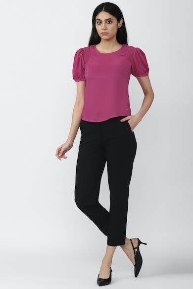 Buy Women Pink Solid Formal Round Neck Top Online - 758747 | Van Heusen