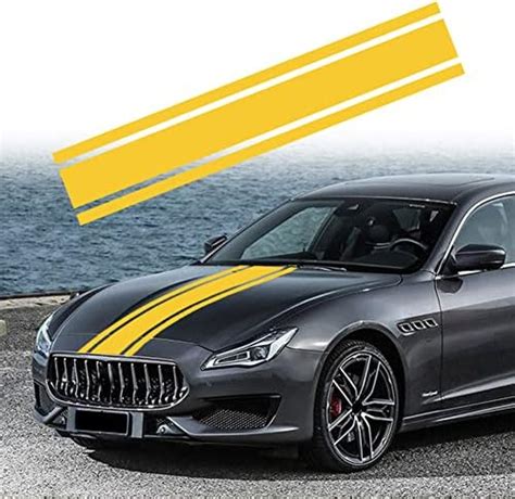 Buylogy® (yellow) 49"x 8.7" Car Hood Stripe Sticker Auto Racing Stripes ...