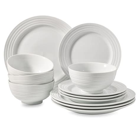 Better Homes & Gardens- Anniston White Round Porcelain 12-Piece ...