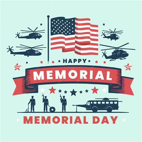 Premium Vector | Happy Memorial Day Greetings With Blue Background