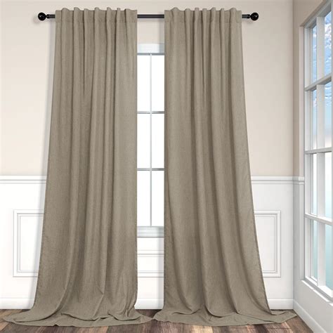 Amazon.com: Extra Long Curtains 2 Panels Set Dark Taupe Linen Curtains ...