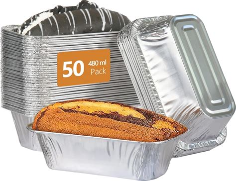 Amazon.com: LNYZQUS 1 LB Disposable Loaf Pans Mini Cake Tins 50pcs ...