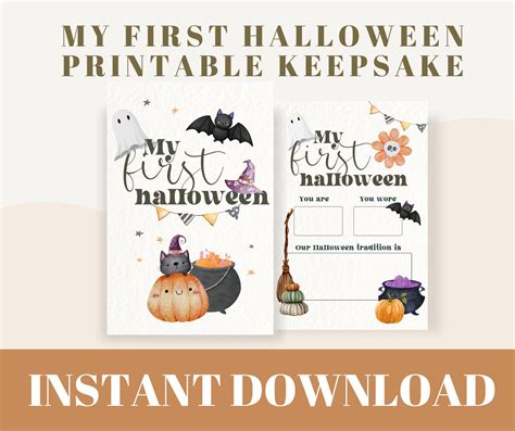 My First Halloween Printable Card, My First Halloween Keepsake, Babies ...