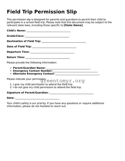 Valid Field Trip Permission Slip Forms ≡ Fillable Template