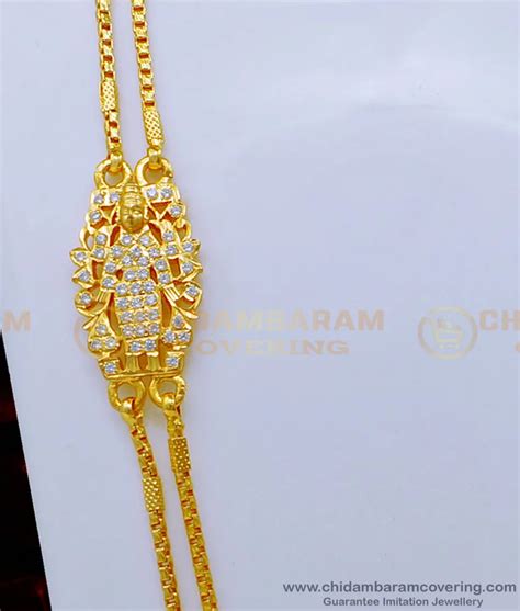 Buy Traditional White Stone Gold Lakshmi Mugappu Design With 2 Line Chain