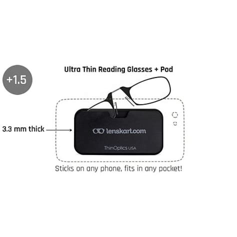 Buy Black Full Rim Rectangle ThinOptics Go-Reader Glasses With Case ...