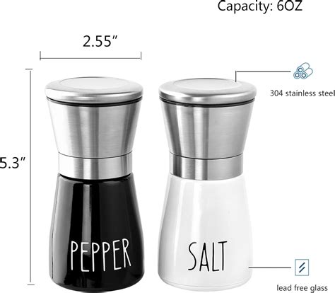 Buy Wartter Stainless Steel Salt & Pepper Grinders Refillable Set - Two ...