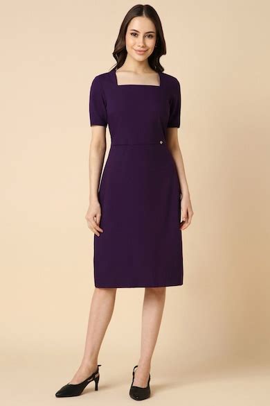 Buy Women Purple Solid Formal Dress Online - 39663496 | Allen Solly
