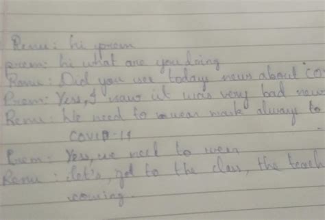 Renu meets prem in the college canteen. They talk about COVID -19 ...