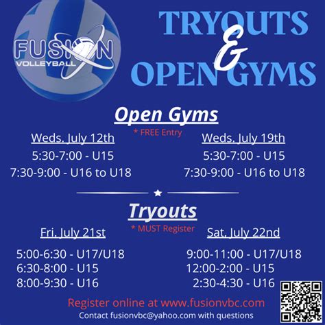 NEW IN 2023 - Summer Tryouts and Open Gyms - Fusion Volleyball Club