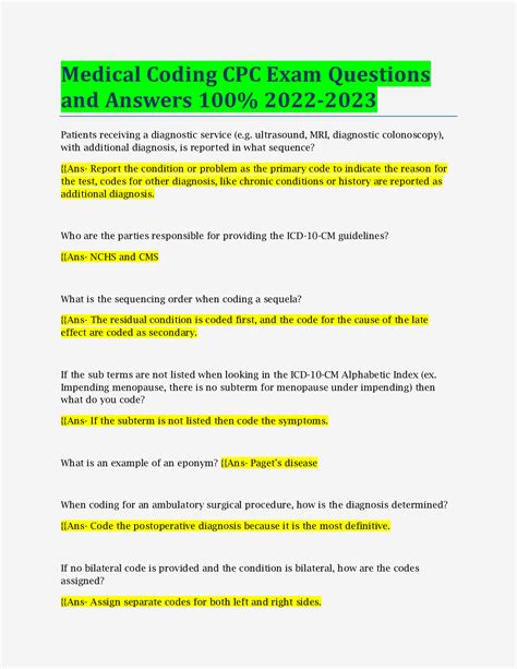 Medical Coding Exam Questions 的图像结果