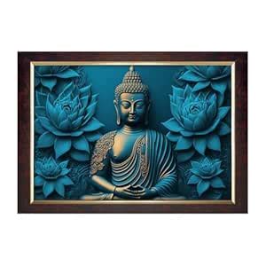 Dharvika Innovations Buddha Photo Frame, Copper Gold, Sparkle Coated ...