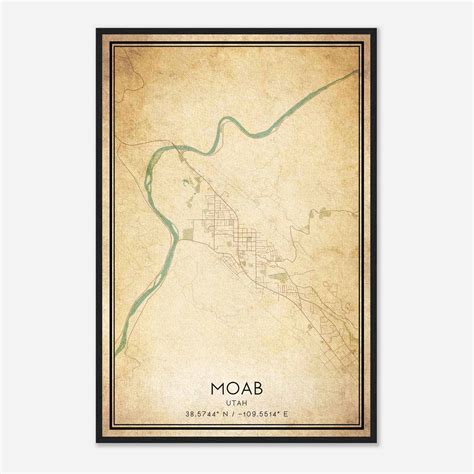 Vintage Moab Utah Map Poster, Modern Home Decor Wall Art Print - Custom ...