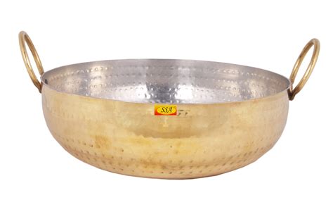 Brass Classic KADHAI with Brass Handle and Inner Kalai Tin Plated (DEE ...