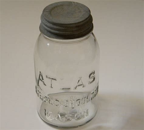 Rare Atlas Strong Shoulder Mason Jar Quart 5058 #5 Clear with Lid
