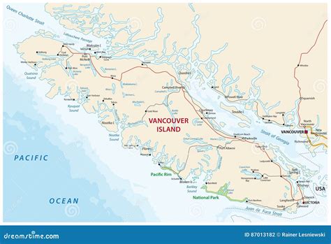 Vector Map of Canada Island Vancouver Island Stock Vector - Illustration of road, columbia: 87013182