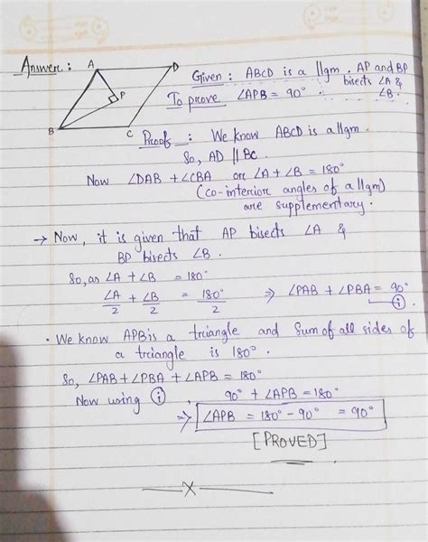 In a parallelogram ABCD, bisectors of angle A and B Intersect at point ...