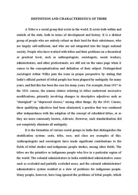 Definition AND Characteristics OF Tribe - DEFINITION AND ...