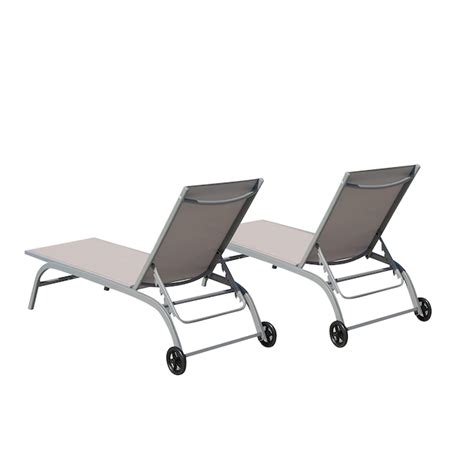 Maincraft 2 Stackable Gray Aluminum Frame Stationary Chaise Lounge ...