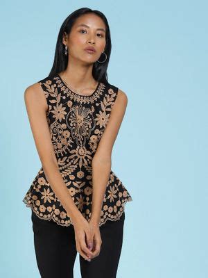 Buy Label Ritu Kumar Black Lace Top Online