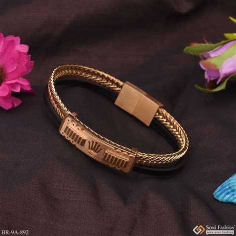 Premium king pattern with chain pattern in leather braided bracelet ...