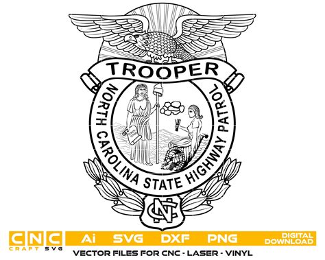 North Carolina State Highway Patrol Trooper Badge Vector Art, Ai,SVG,